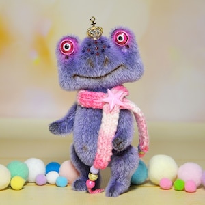 Mini peluche alieno fatto a mano, bambola artistica OOAK, simpatica creatura fantasy, alieno di peluche da collezione, regalo tascabile, 10,4 cm