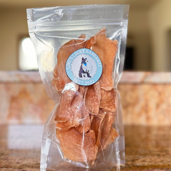 Chicken Jerky Dog Treats, Healthy dog treats, dehydrated training treats, single ingredient dog treats, allergy dog treats