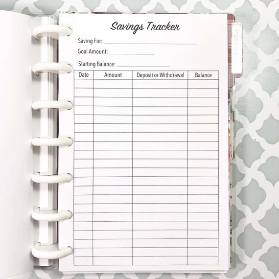 mini happy planner 7 discs savings tracker savings inserts tracker savings