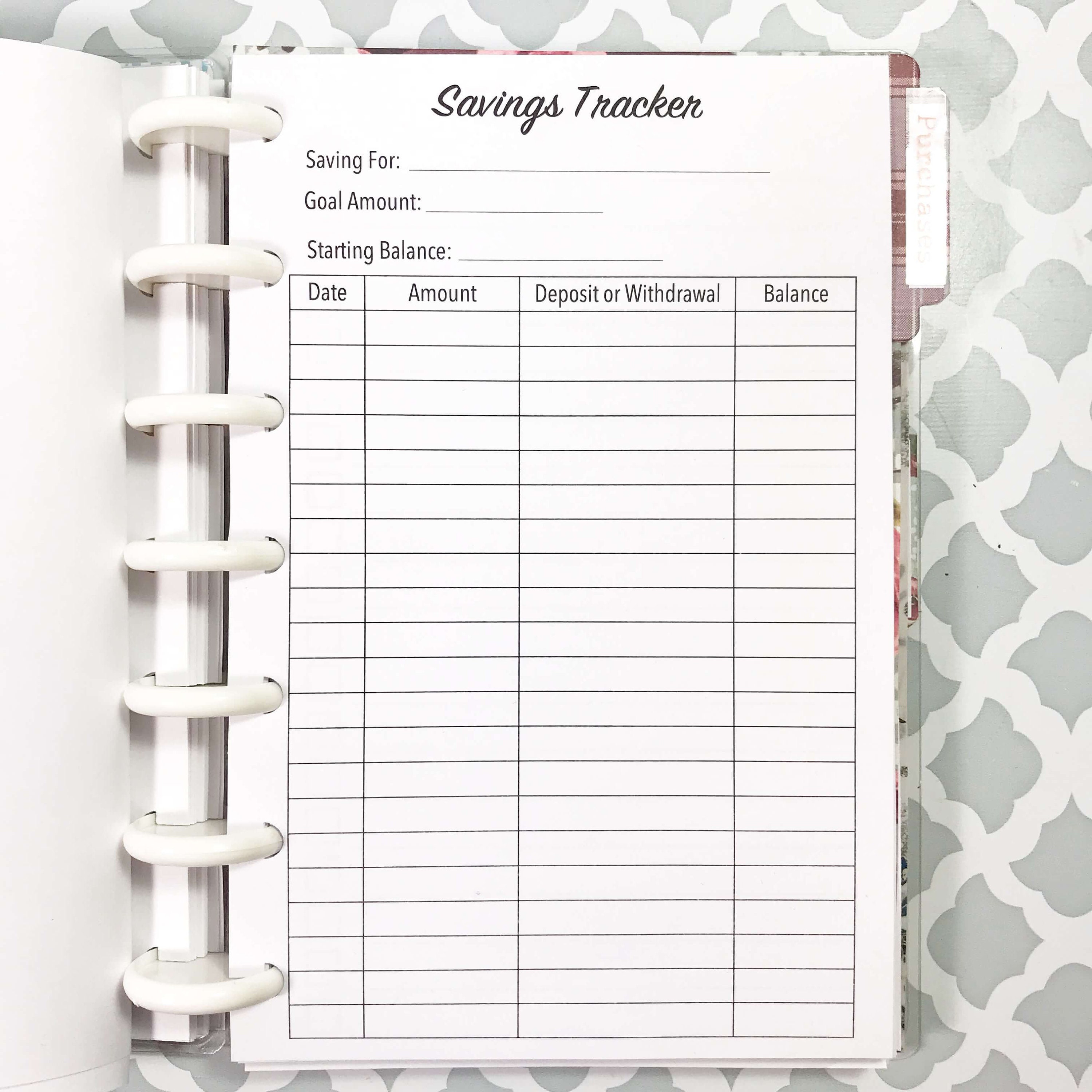 savings tracker etsy tracker savings