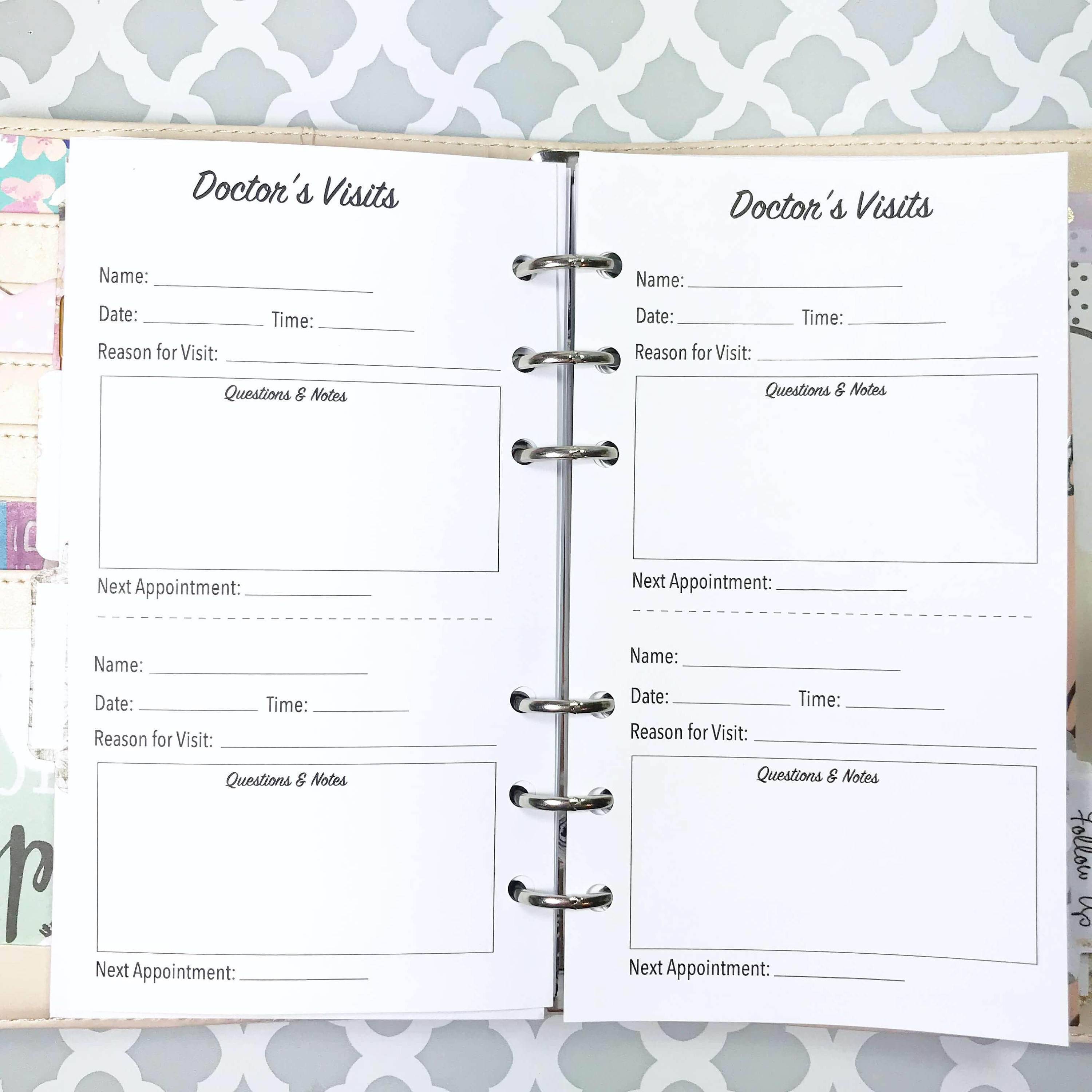 Personal Size Doctor Visit Tracker, Visit Log, Doctor Notes, Doctor ...