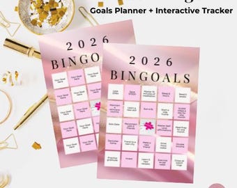 2026 Goal Bingo Kit | Printable Card + Interactive Tracker | Digital Dreams + Goal Planner