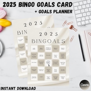 2025 Bingo Goals Card | Bingo Card | Goal Planner | New Year Resolution | Manifestation Bingo Card | Vision Board Card | New Year Goals