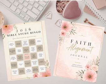 Faith Alignment Kit | 30-Day Prayer Journal & Bible Study Bingo (Digital Download)
