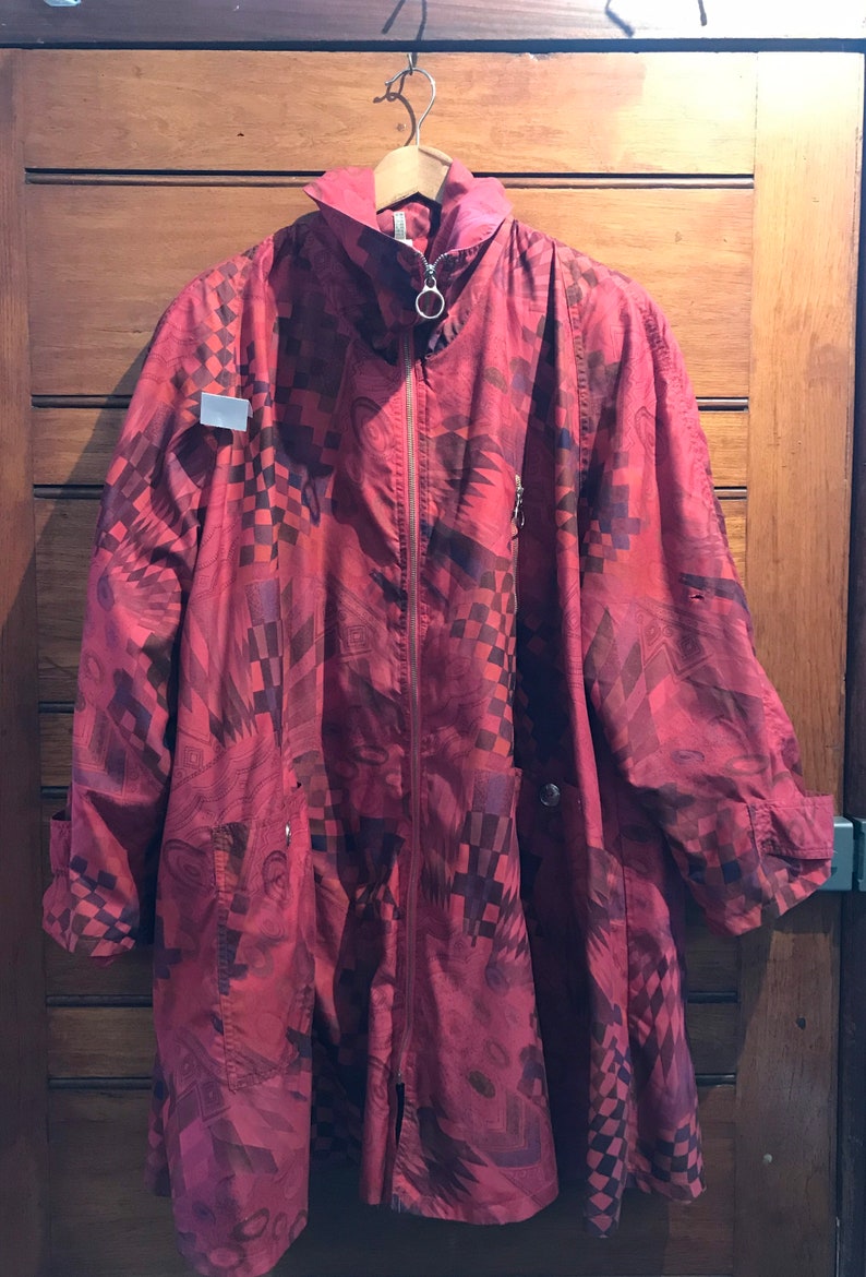 1990s Oversized Printed Rain Coat
