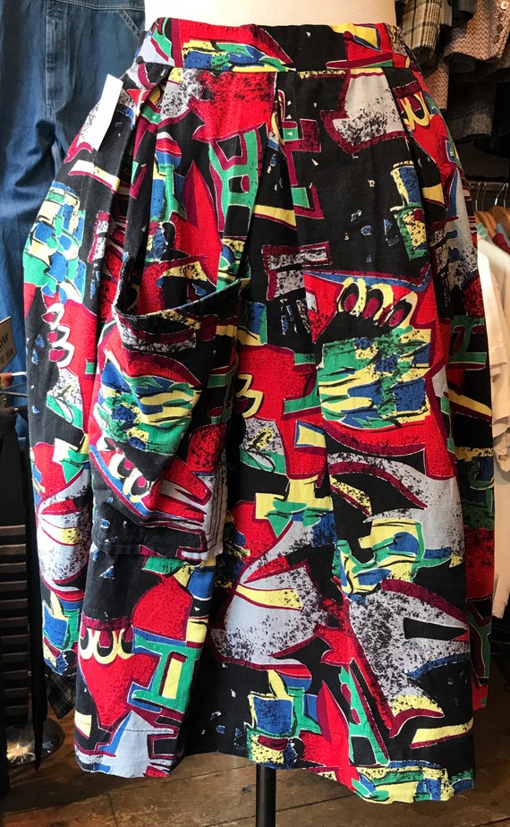 1950s NOS barkcloth novelty print circle skirt