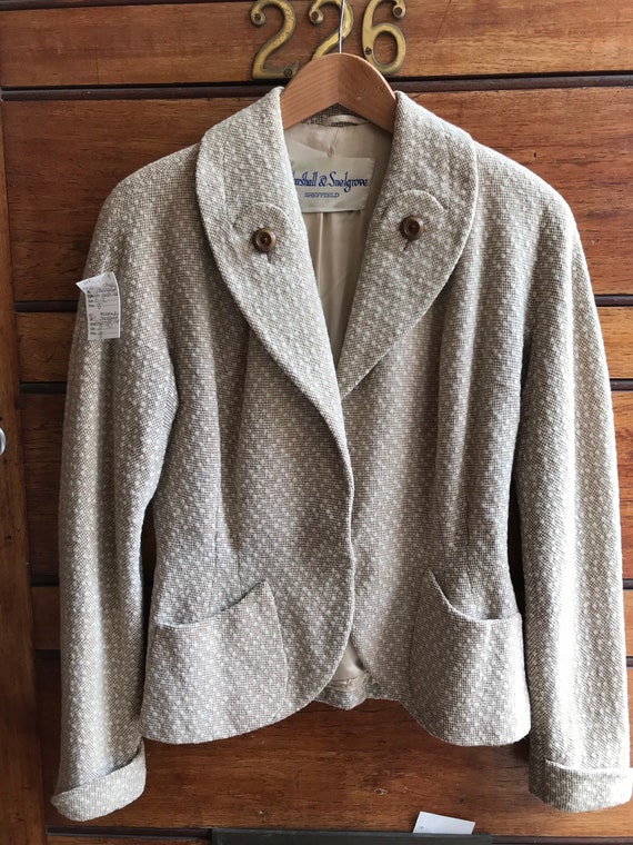 1950s boucle wool skirt suit