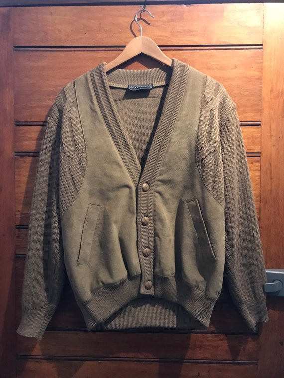 1980s Wool & Suede Cardigan
