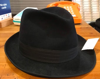 Brown or Navy Blue Vintage Style Unisex Felt Trilby Hat Available in Black Brown or Navy Blue Vintage Style Unisex Felt Trilby Hat Available in Black