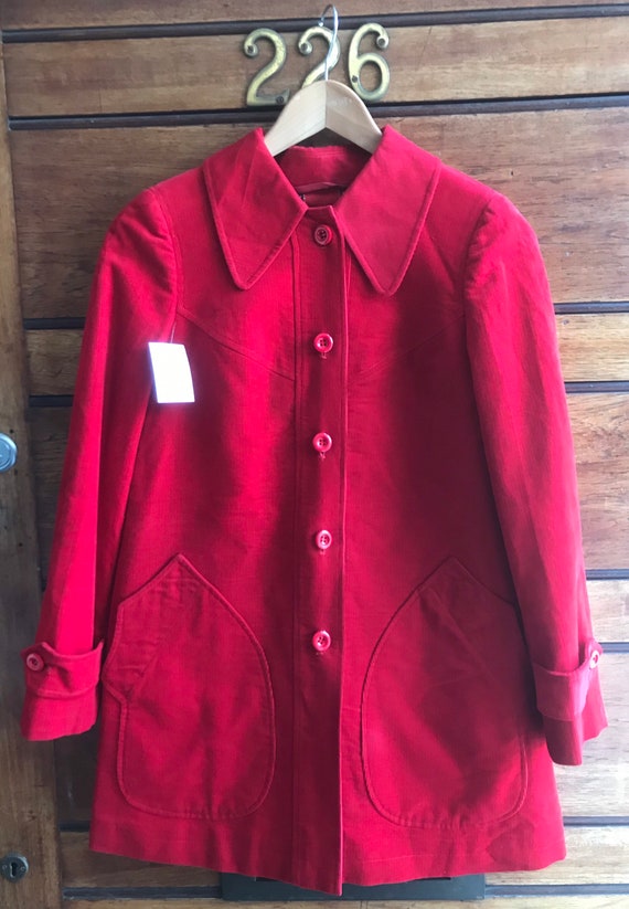 1970s cherry red corduroy swing jacket
