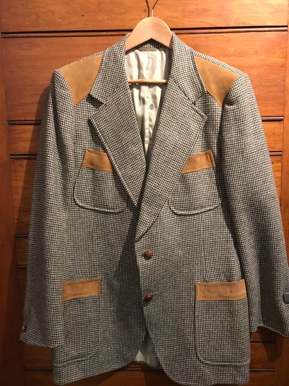 70s does the 30s tweed blazer with suede details