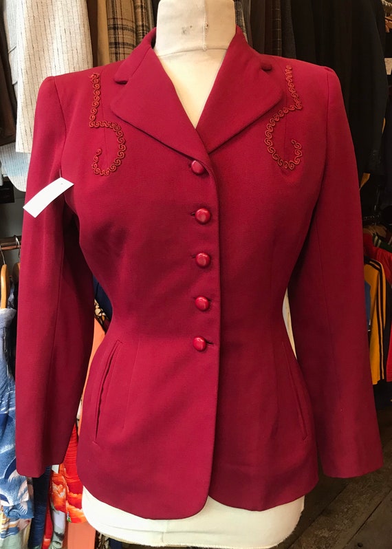 40s/50s maroon tailored jacket