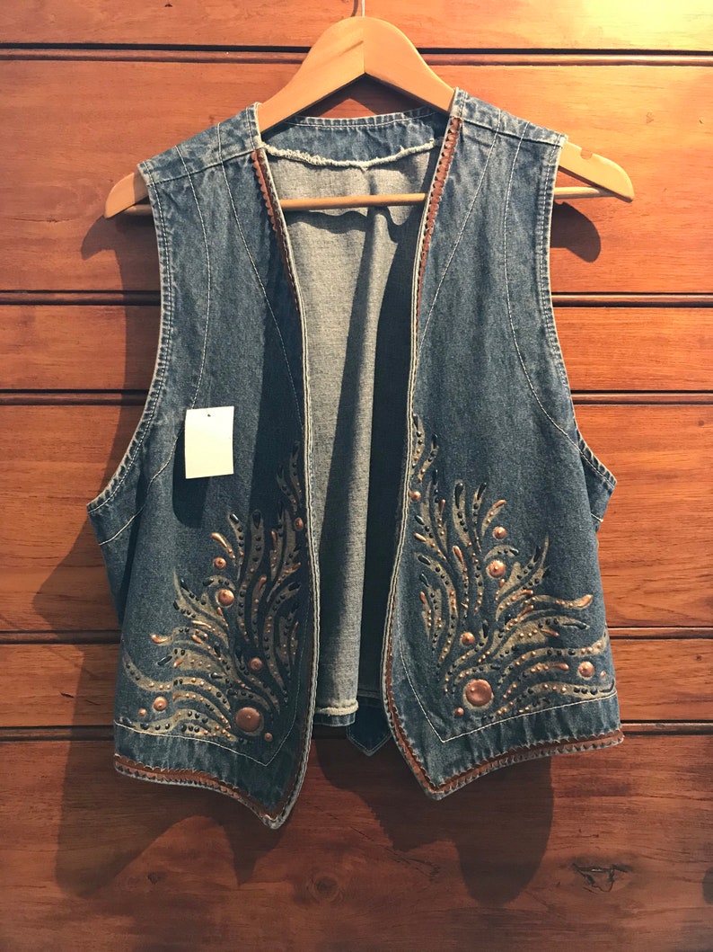 1980s Embellished Denim Gilet
