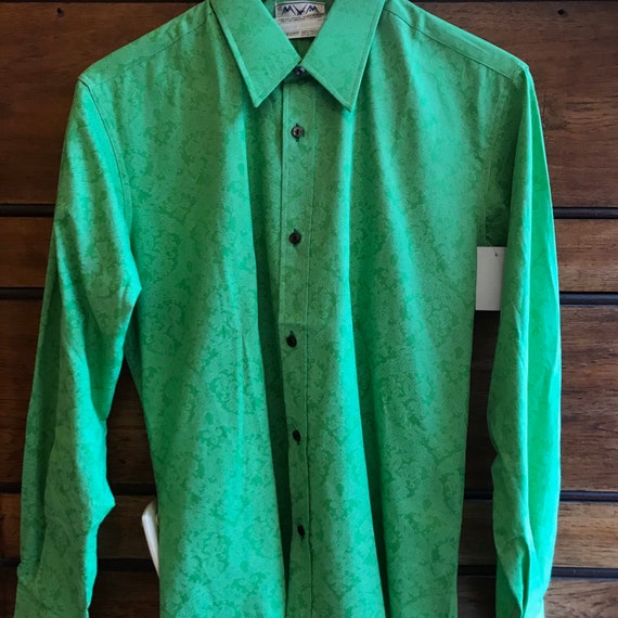 1960s lime jacquard cotton shirt (unworn/deadstock