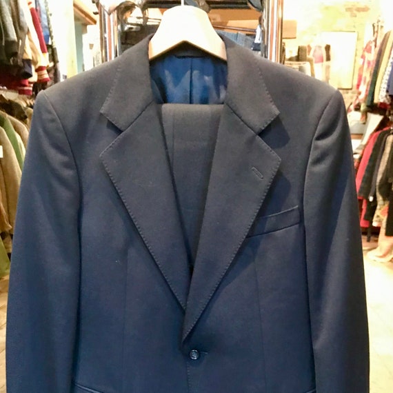 1970s navy 2 button suit