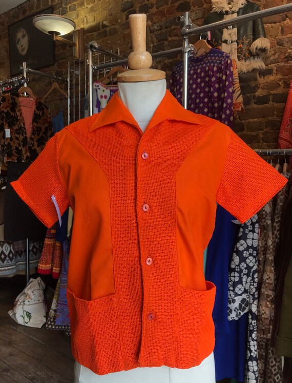 1950s Orange Cotton & Mesh Shirt