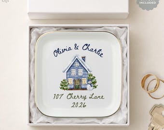 Prato personalizado para joias, ideal para presentear casais na primeira casa, perfeito para guardar objetos de valor sentimental, como lembrança de Natal ou presente para corretor de imóveis.