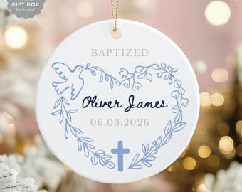 Presente personalizado para batizado de bebê, lembrança de batismo, enfeite, presente religioso personalizado, primeiro Natal, presente para recém-nascido, afilhada ou afilhado.