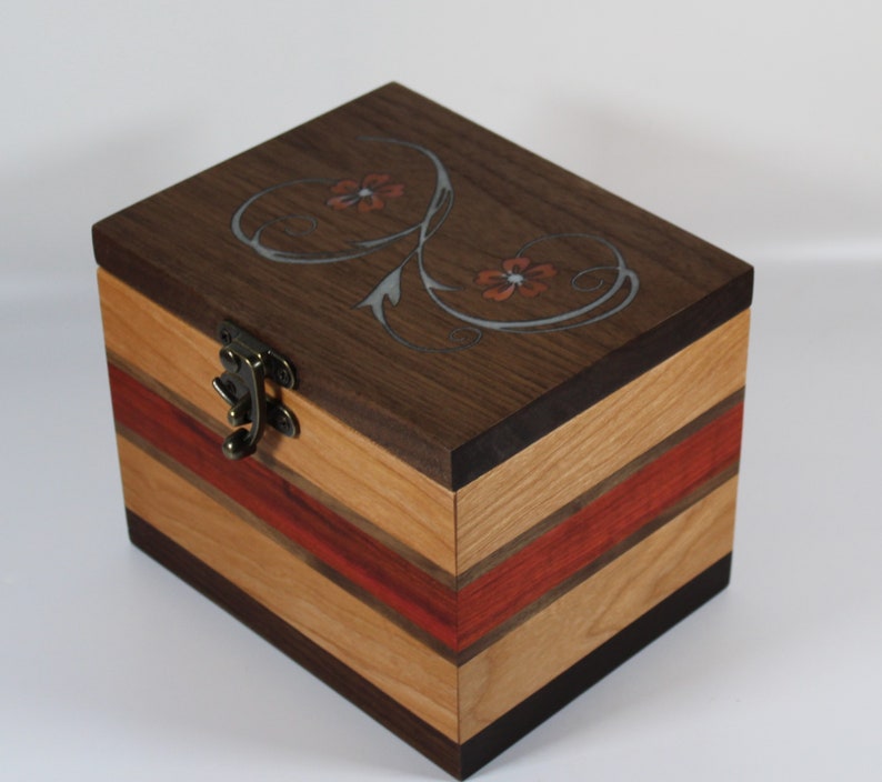 2103 Handcrafted cherry and black walnut keepsake box image 1