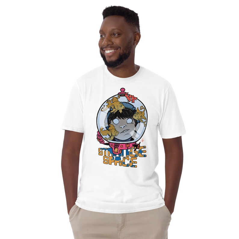 Astronaut and alien fish - Strange Space version - unisex tee