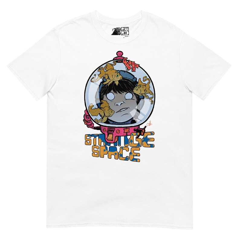 Astronaut and alien fish Strange Space version unisex tee image 1