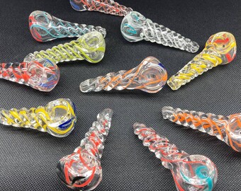 Mystery Twisted Spiral Style Glass Spoon Pipe Bowl