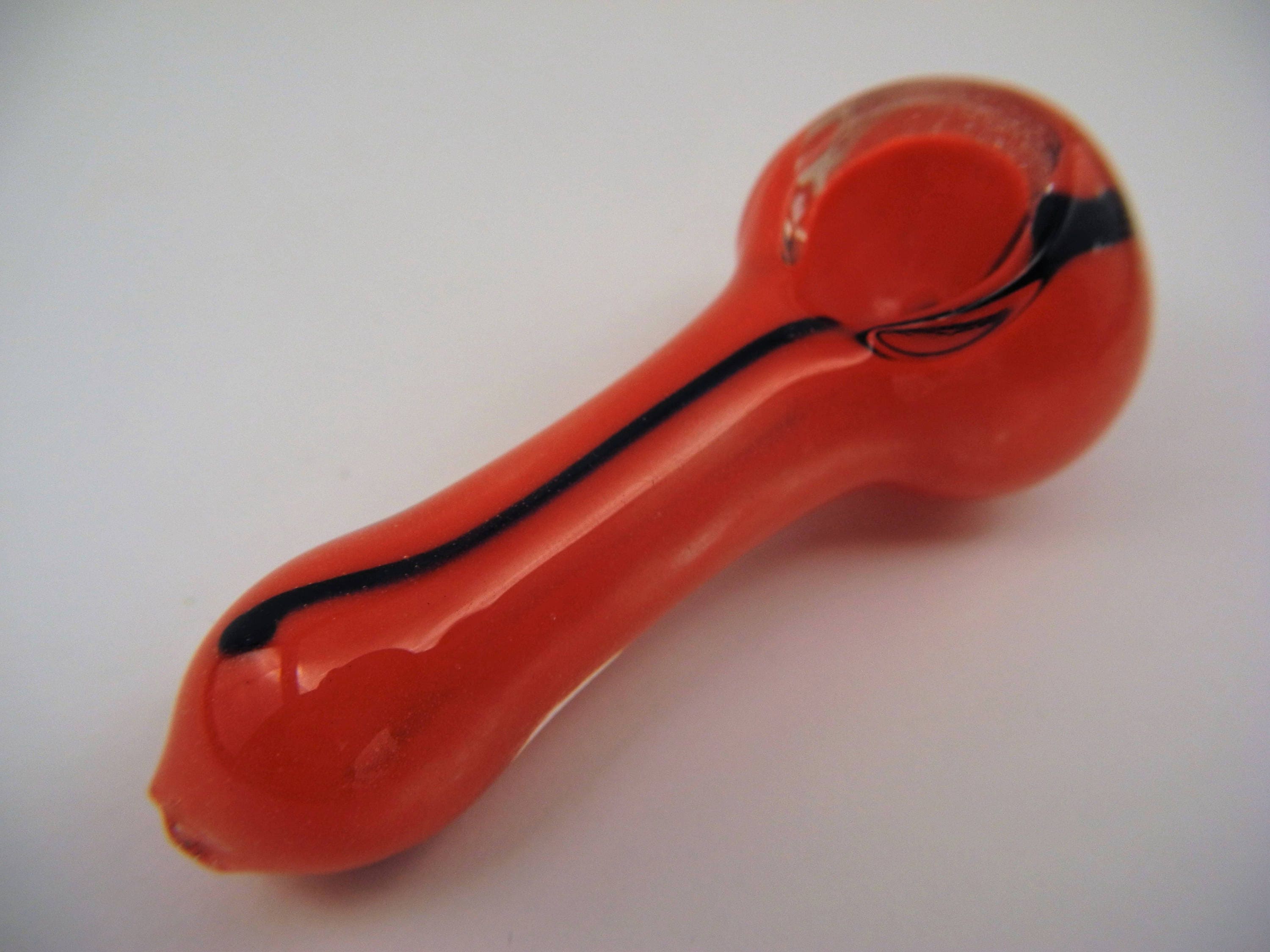 Free Ship Herb Hand Made 4/" Red Frit Fumed TOBACCO Smoking Pipe Glass