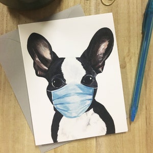 Carte de voeux de masque de chien, Français bulldog, Français cadeau de chien de taureau