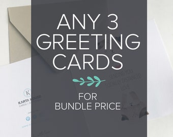 Pick 3 assorted greeting card bundle, set of 3 mix and match - variety pack - punny greeting cards - birthday cards