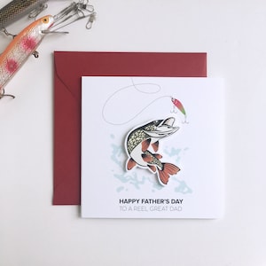 Carte de pêche de la fête des pères, pêcheur, bobine Grand papa