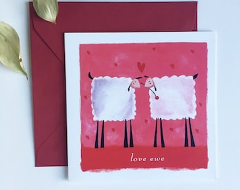 Sheep, Ewe, Lamb punny Greeting Card for Love, Birthday, Valentines, Romance