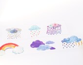 Watercolor Cloud Rain and Rainbow Wide Washi Tape 30mm Colorful Watercolor Washi Tape Masking Tape Decorative Tape