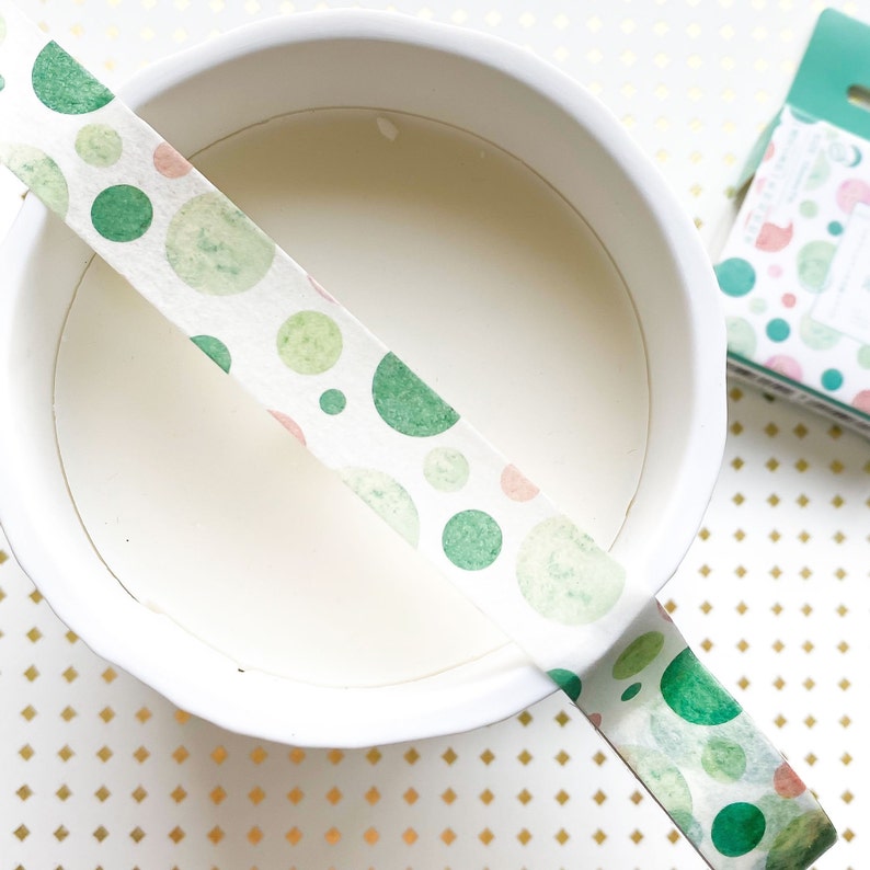 Green Bubbles Washi Tape 15mm Green Dot Washi Tape Masking Tape Deco Tape Birthday Wedding Party Washi Tape Pretty Packaging