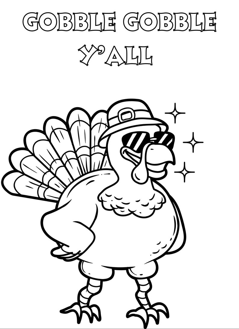 Easy Kids Thanksgiving Coloring Pages - Etsy
