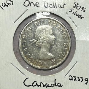 Canada 1963 Silver Dollar Coin. Queen Elizabeth II. KM #54