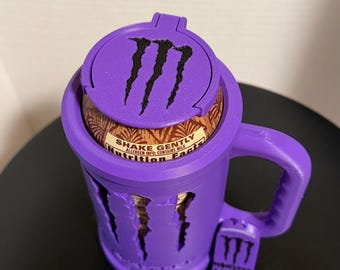 Monsterinspirerat set med energidryckburkar – Inkluderar matchande lock och burköppnare