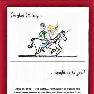 19. April 1945 - das Musical "Carousel" im Majestic Theatre in New York eröffnet.  Empfohlene Lied: "Wenn I Loved You" aus dem Film.