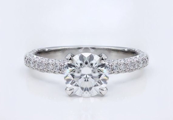 Trio micro pave engagement ring deals