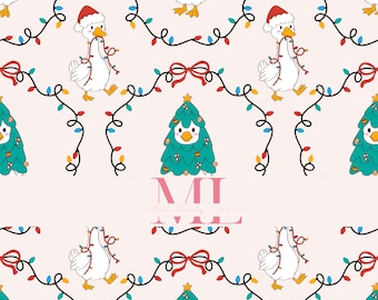 Christmas Goose Seamless Pattern: Holiday Digital Download (JPG/PNG)