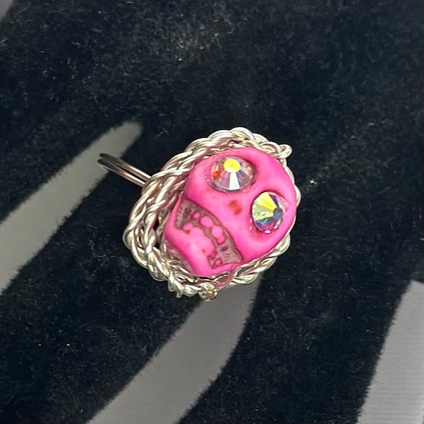 Dia De Los Muertos Pink skull ring