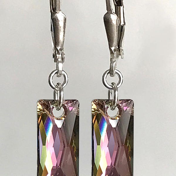 Swarovski-Small Queen Baguette Pendant Shape Crystal Earring