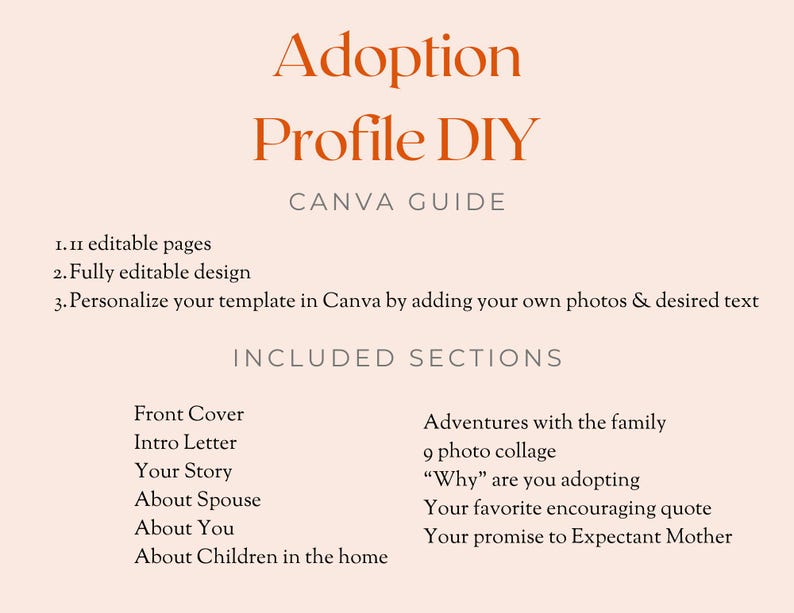 Adoption Profile Book Template · Editable Template Canva, Classic ...