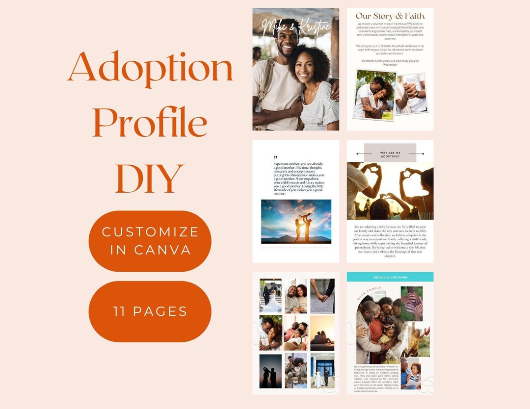 Adoption Profile Book Template · Editable Template Canva, Classic ...