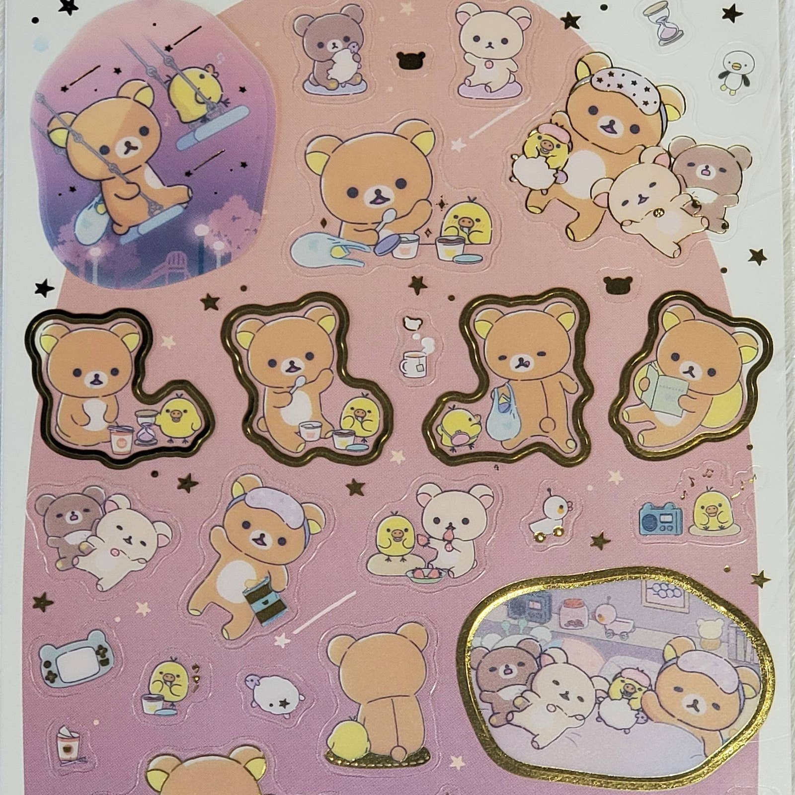 Kawaii Mushroom Bear Glossy Sticker Sheet Cute Kuma Cottage Core Stickers 