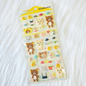 San-x Rilakkuma Korilakkuma Dress Up Sticker Sheet Puffy Kawaii Japan Collectible