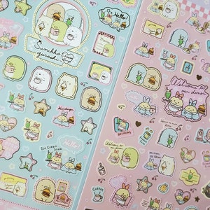 San-x Shippo&#39;s Diner Sumikko Gurashi Stickers Sticker Sheet Japan 2021 Kawaii