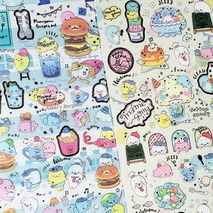 San-x Mamegoma Cafe Stickers Sticker Sheet LOT (2) Kawaii Food Japan Collectible Gifts