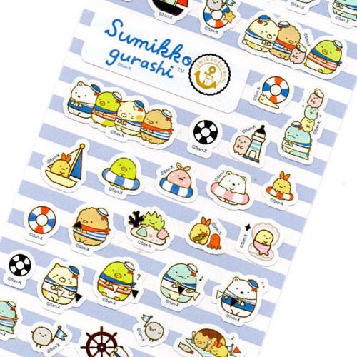 San-x Sumikko Gurashi Nautical Claw Machine Sticker Sheet stickers Japan LOT