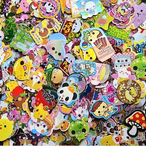 Kawaii RARE Y2K Sticker Flakes 40 Lot Sack San-x Kamio Mind Wave Q-lia Crux Vintage Gifts Collectible Retro