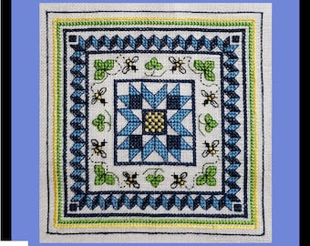 Bee Quilt - Cross Stitch Pattern: Intermediate Chart (Digital PDF)